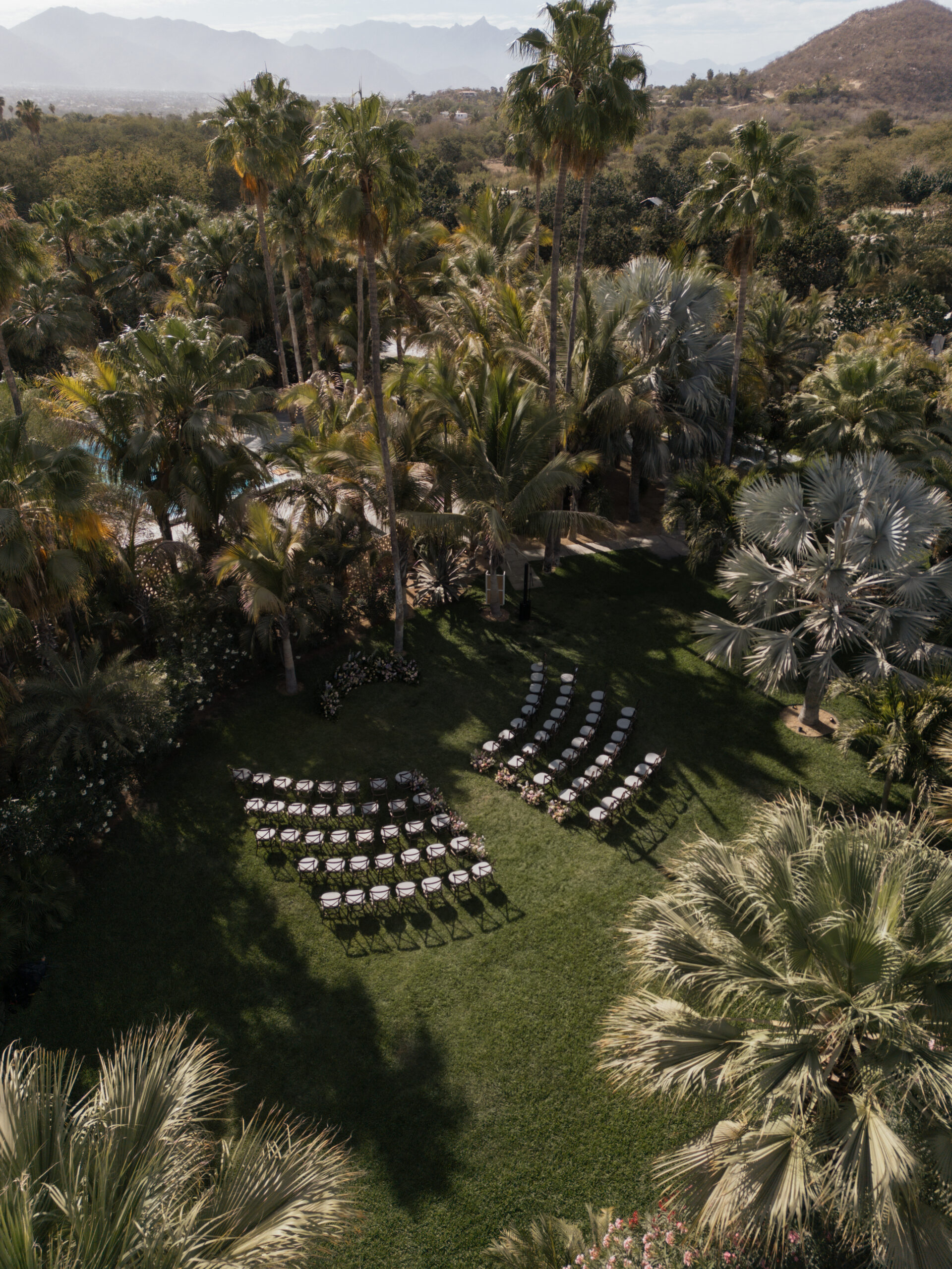 an aerial view of a wedding reception